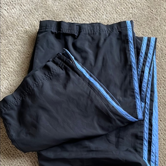 Adidas Black Track Pants with Blue Stripes - Picture 2 of 2